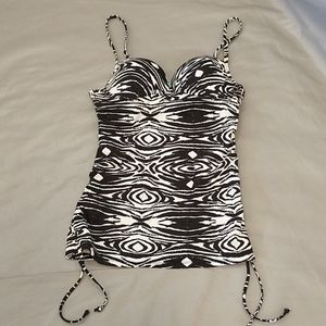 Assets by Spanx black white push up tankini top
